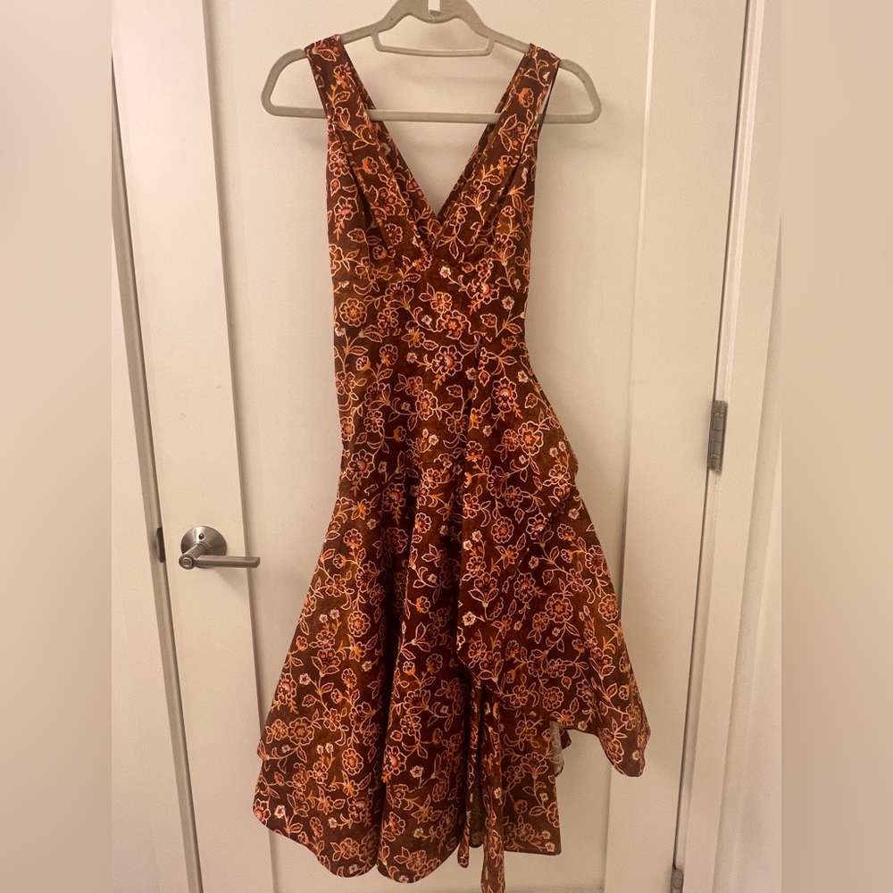 J.Crew Collection Cross-back Ruffle-hem Dress in Vintage Vines - Picture 6 of 9